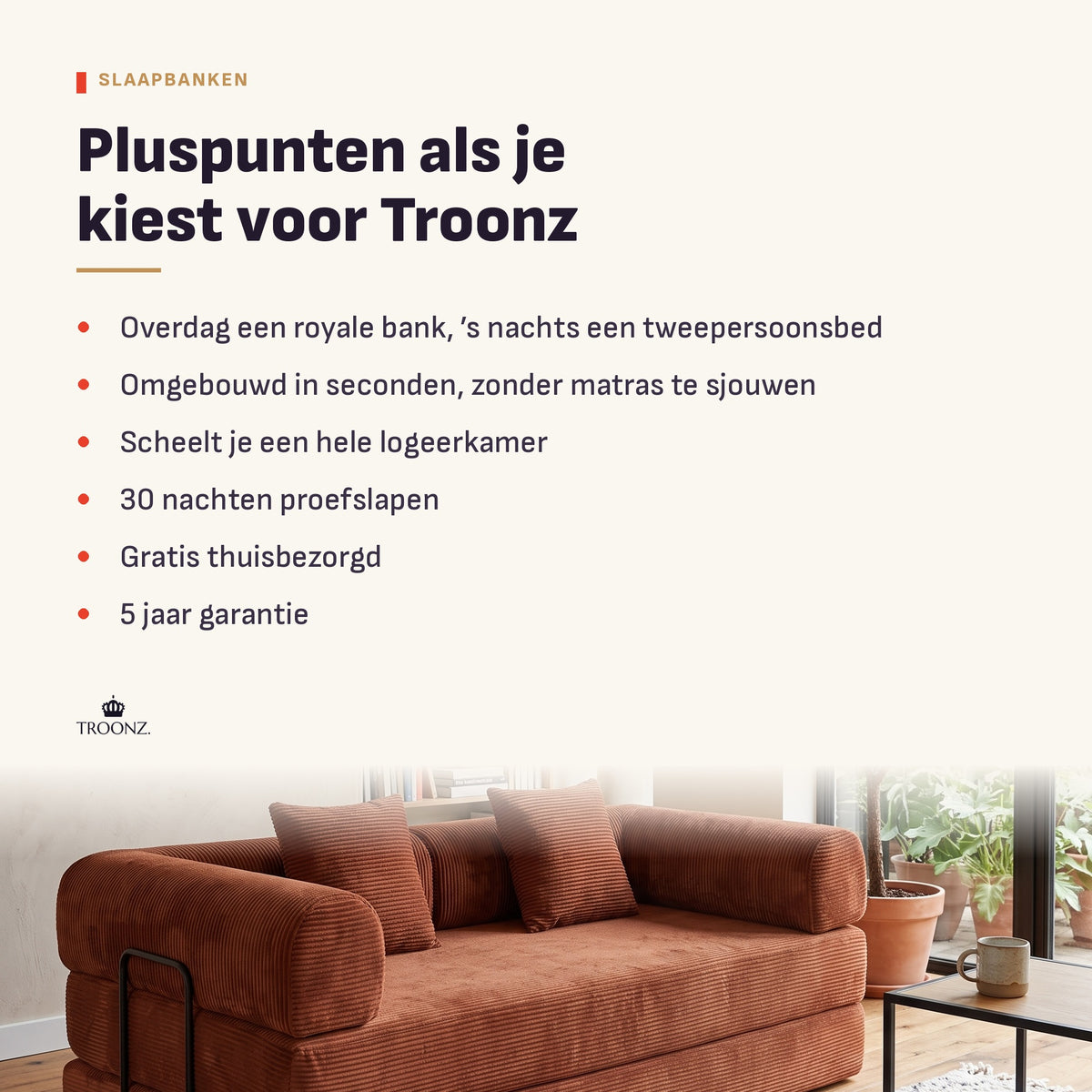 Troonz Slaapbank Comfy Beige